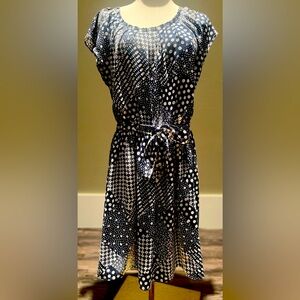 LC Lauren Conrad Blue and White Tie Front Midi Sundress